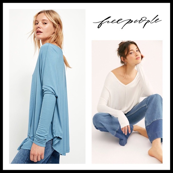 FREE PEOPLE BOHO FLOWY TUNIC TOP SLOUCHY TEE A3C - Picture 2 of 15